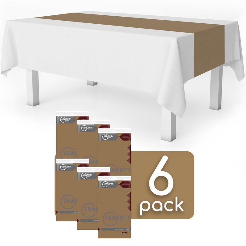 Grandipity Gold 6 Pack Premium Disposable Plastic Table Runner 14 x 108 Inch. Table Runner for Dinner Parties & Events by Grandipity - Image 2
